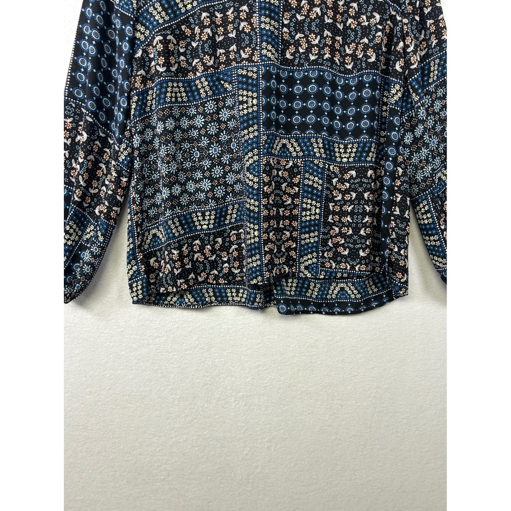 Loft Petite Patchwork Floral Print Button Neck Bl… - image 4